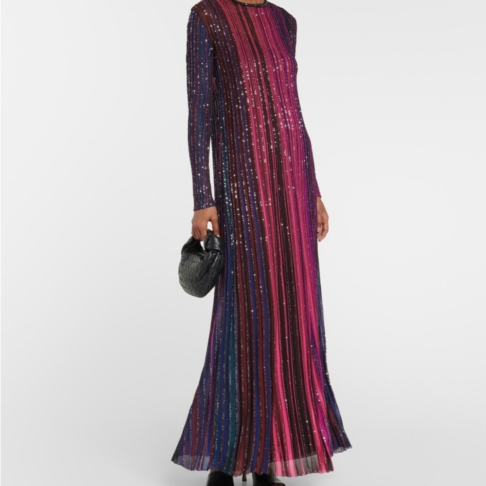 Missoni Multicolored Long Sleeve Knitted Lame Maxi Dress Size 40 - Picture 1 of 7
